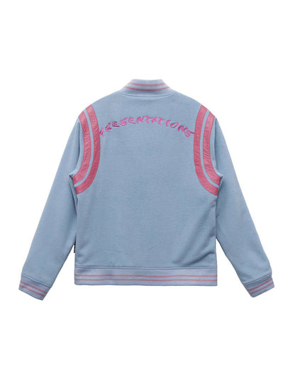 Wool Blend Varsity Jacket | Blue