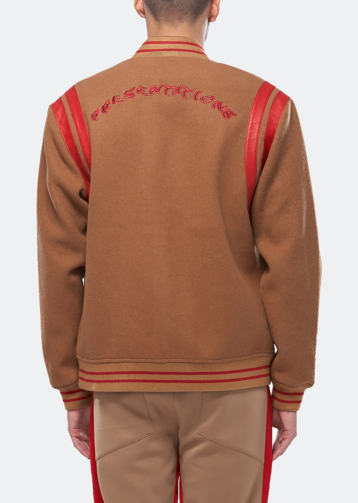 Wool Blend Varsity Jacket | Camel
