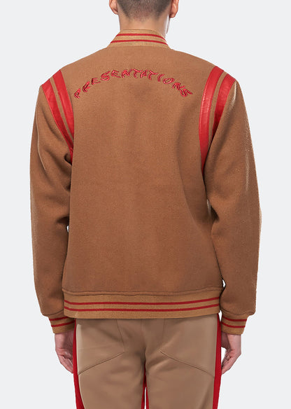 Wool Blend Varsity Jacket | Camel