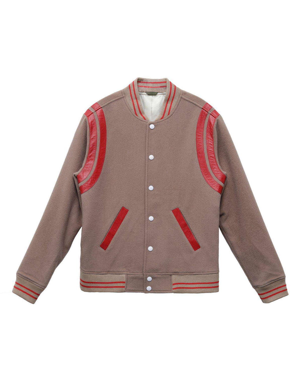 Wool Blend Varsity Jacket | Camel