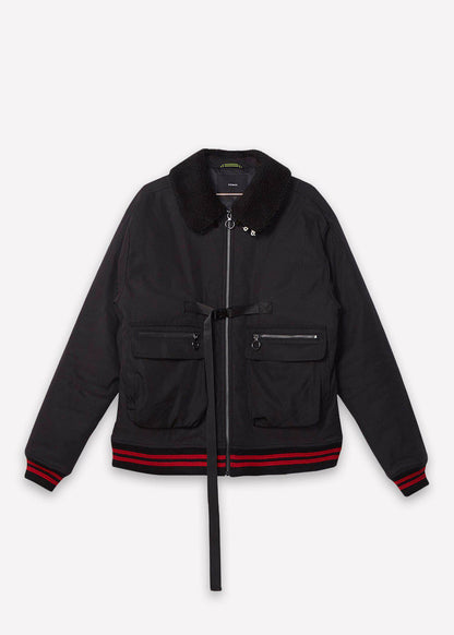 Sherpa Collar MA2 Bomber Jacket | Black