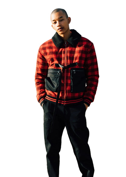 Sherpa Collar MA2 Bomber Jacket | Red