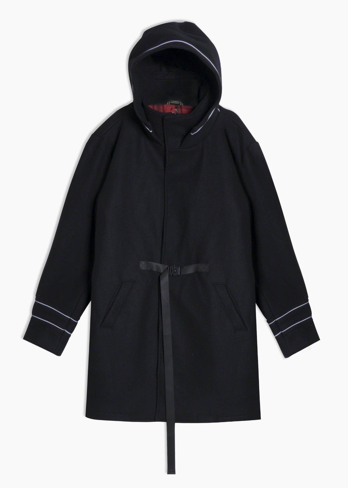 Wool Blend Hooded Coat | Black