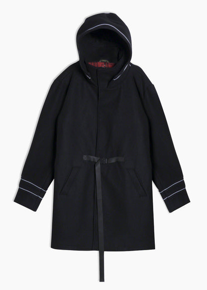 Wool Blend Hooded Coat | Black
