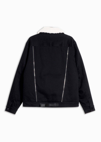 Sherpa Collar Twill Jacket | Black