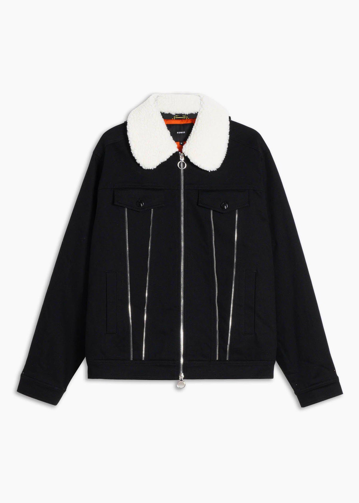 Sherpa Collar Twill Jacket | Black