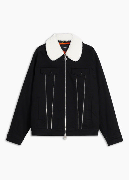 Sherpa Collar Twill Jacket | Black