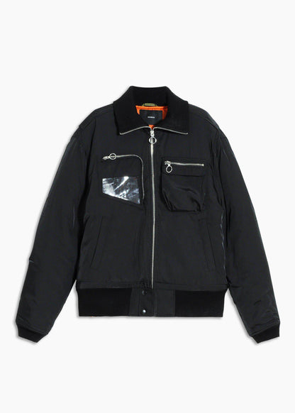 Mock Collar Bomber Jacket |Black