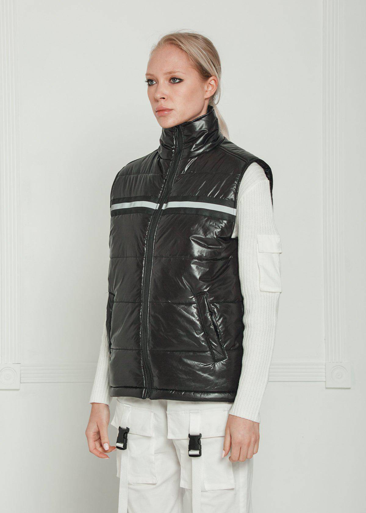 Zip-Up Puffer Vest | Black