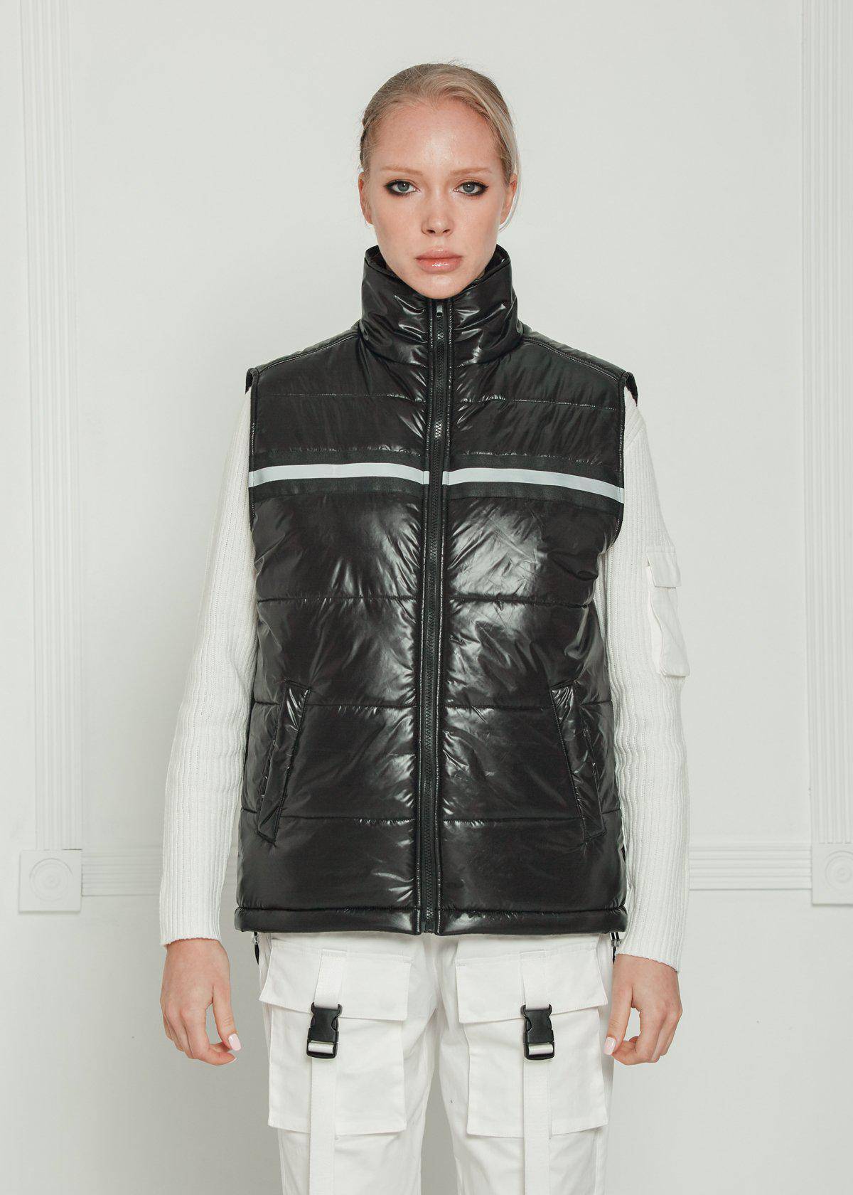 Zip-Up Puffer Vest | Black