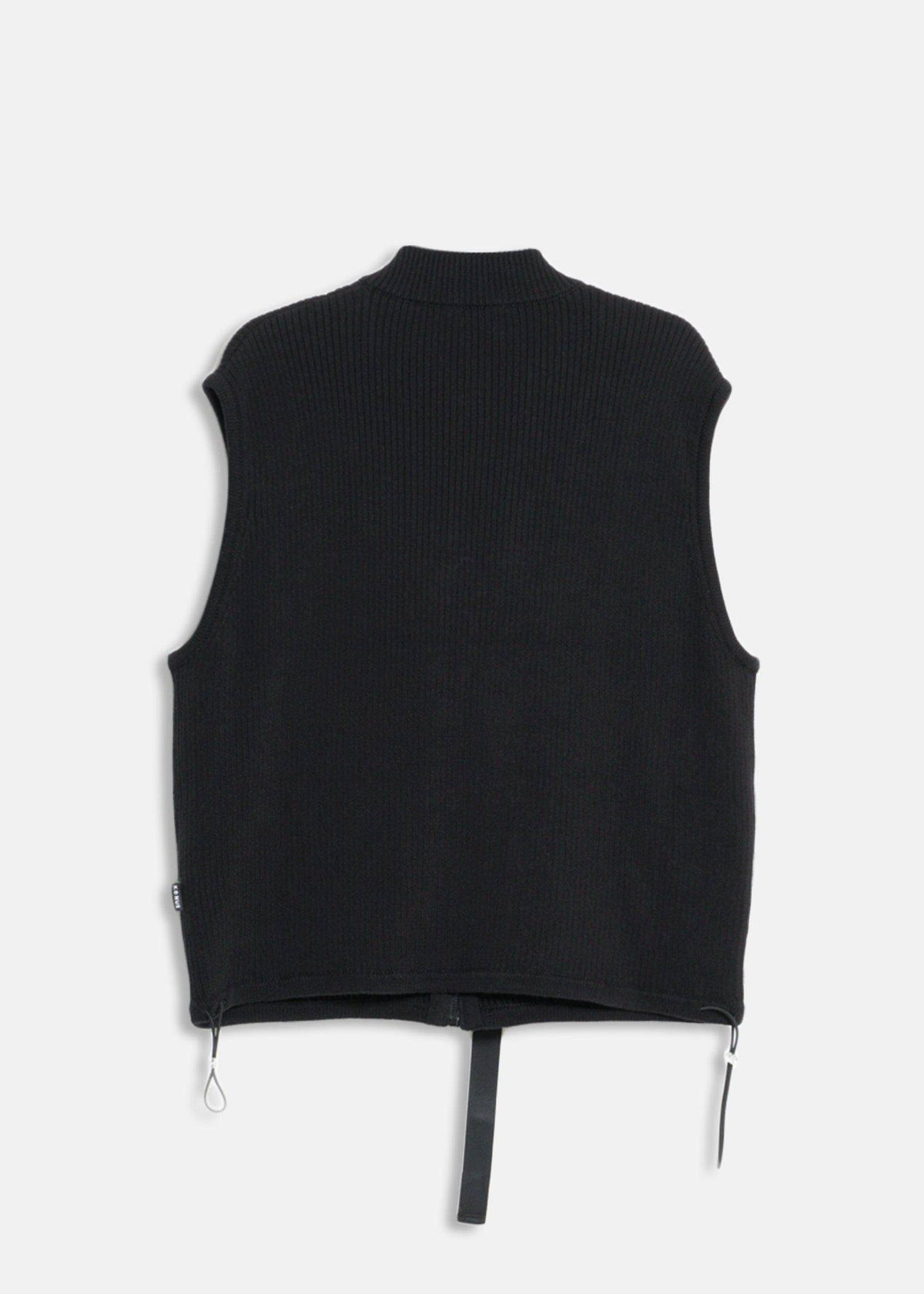 Sweater Utility Vest With Bellow Pockets | Black