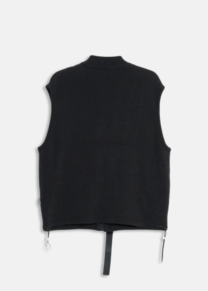 Sweater Utility Vest With Bellow Pockets | Black