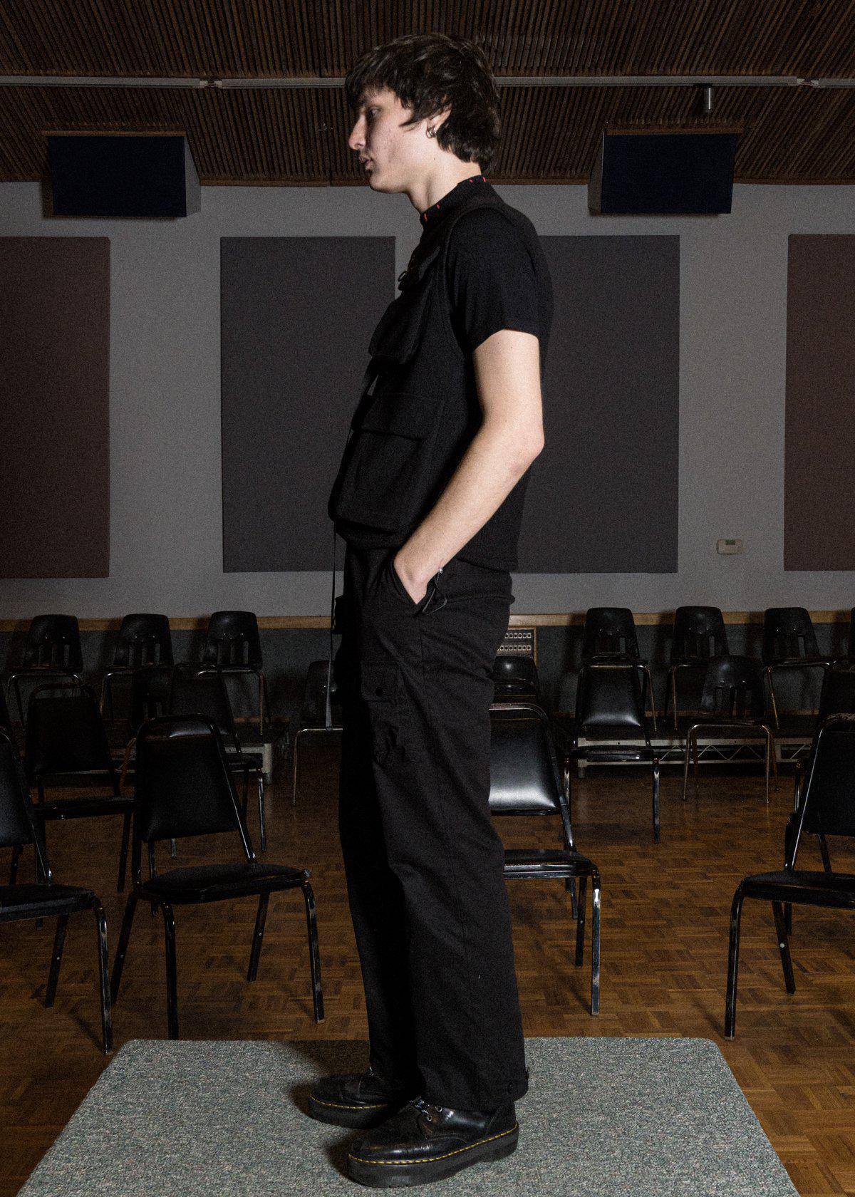 Sweater Utility Vest With Bellow Pockets | Black