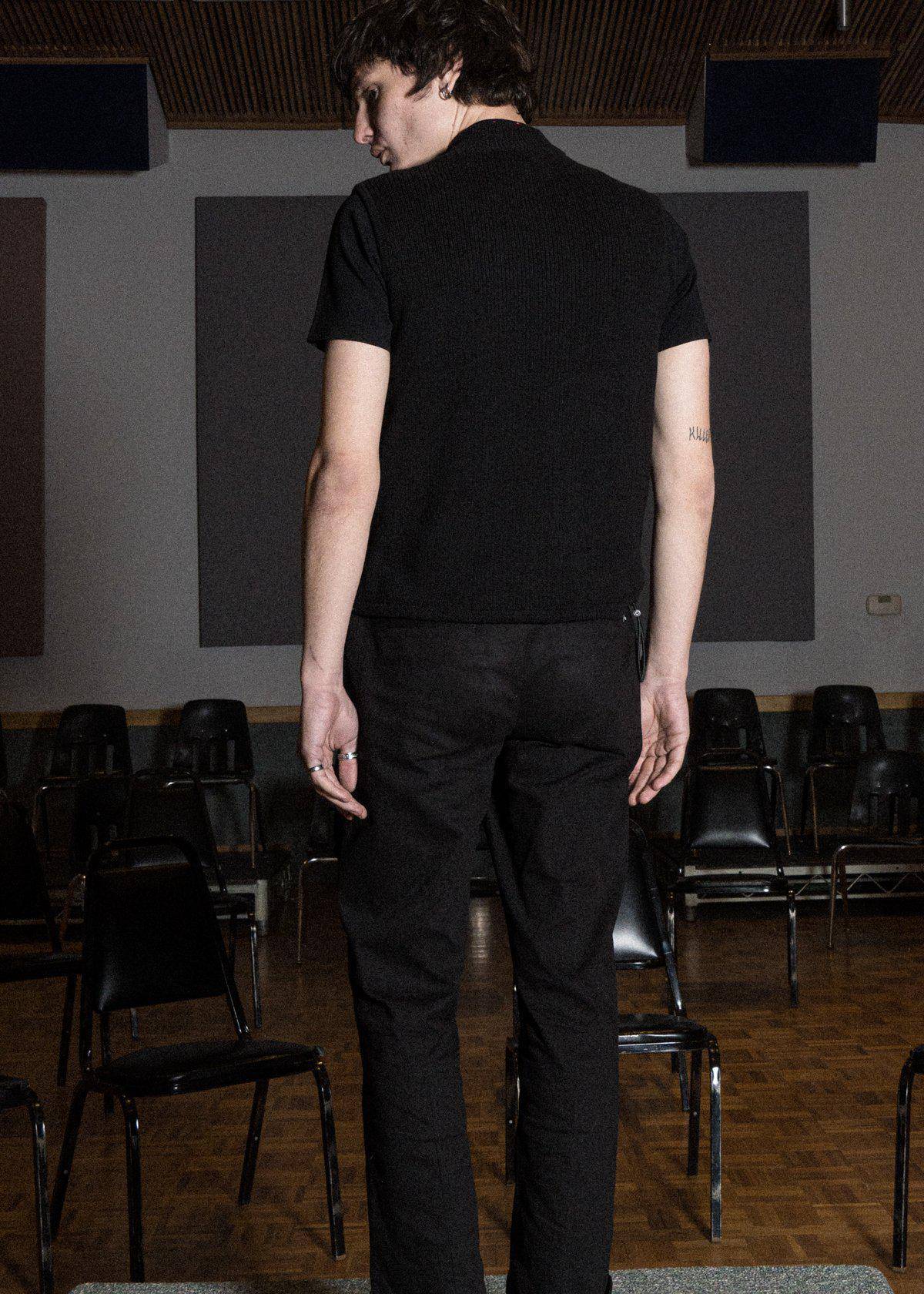 Sweater Utility Vest With Bellow Pockets | Black