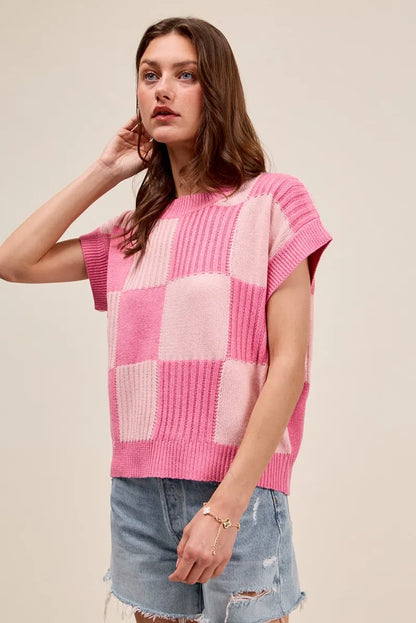Check Plaid Casual Sweater Top.