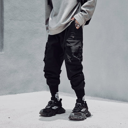 Matte Black Cargo Joggers