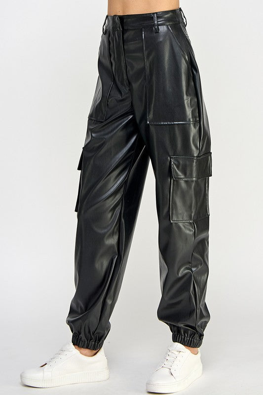 Relaxed Leather Cargo Pants