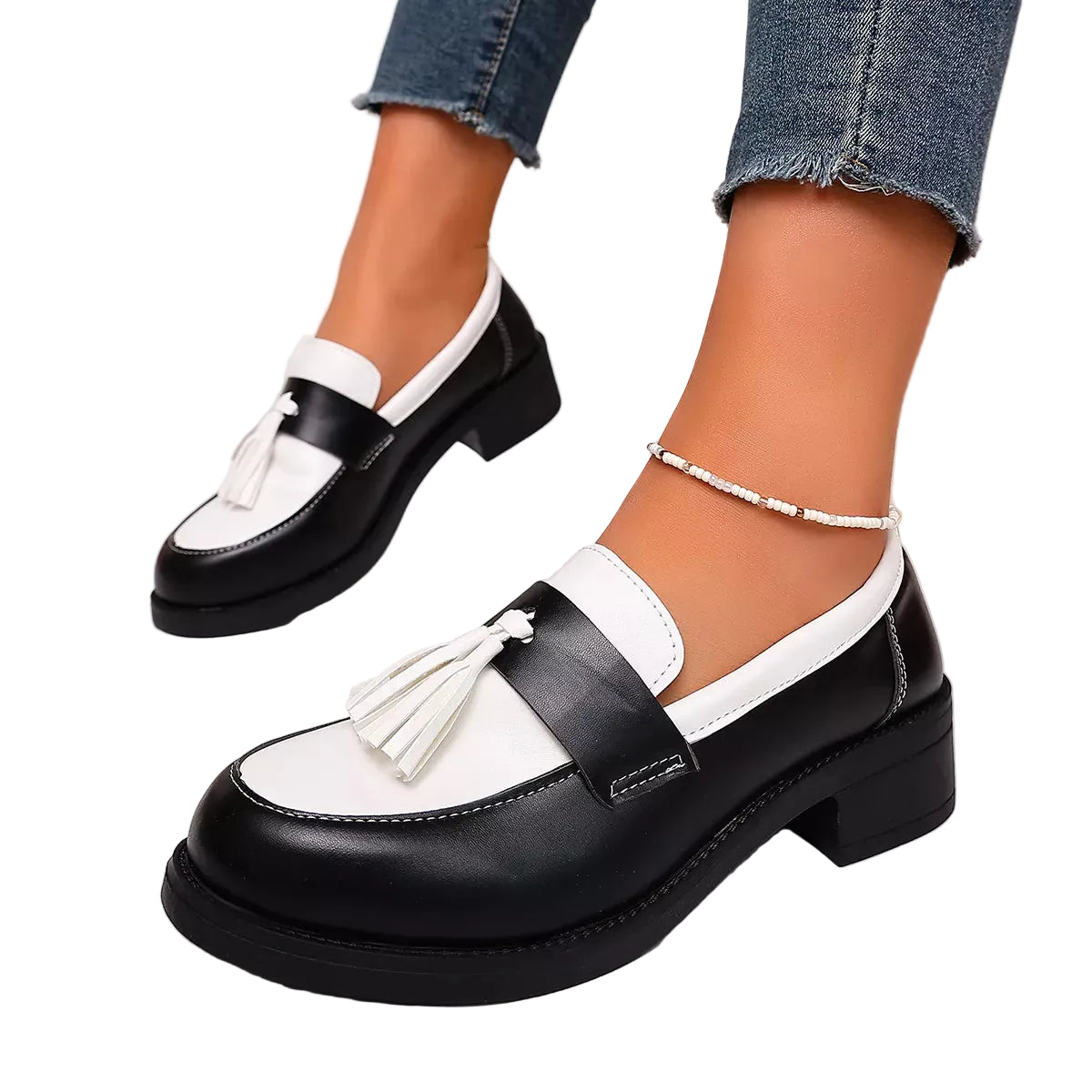 Round Toe Block Heels Loafers