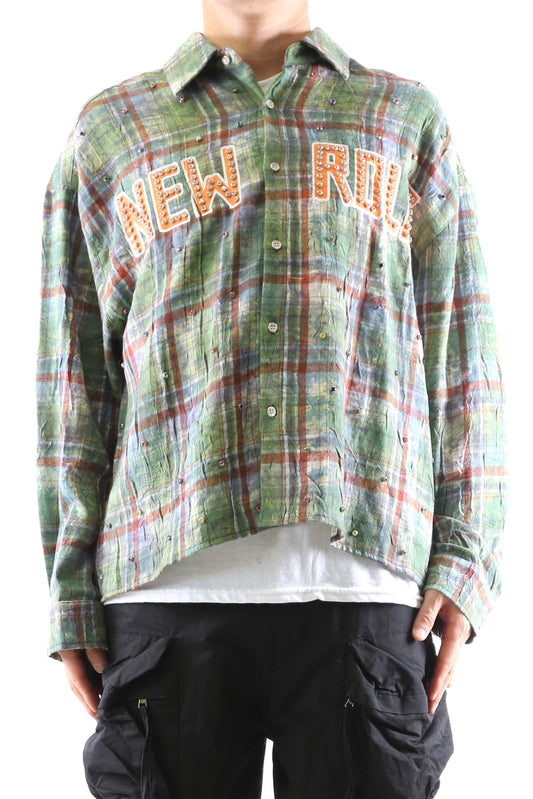 Long Sleeve Washed Flannel Crop Top Button Down Shirt