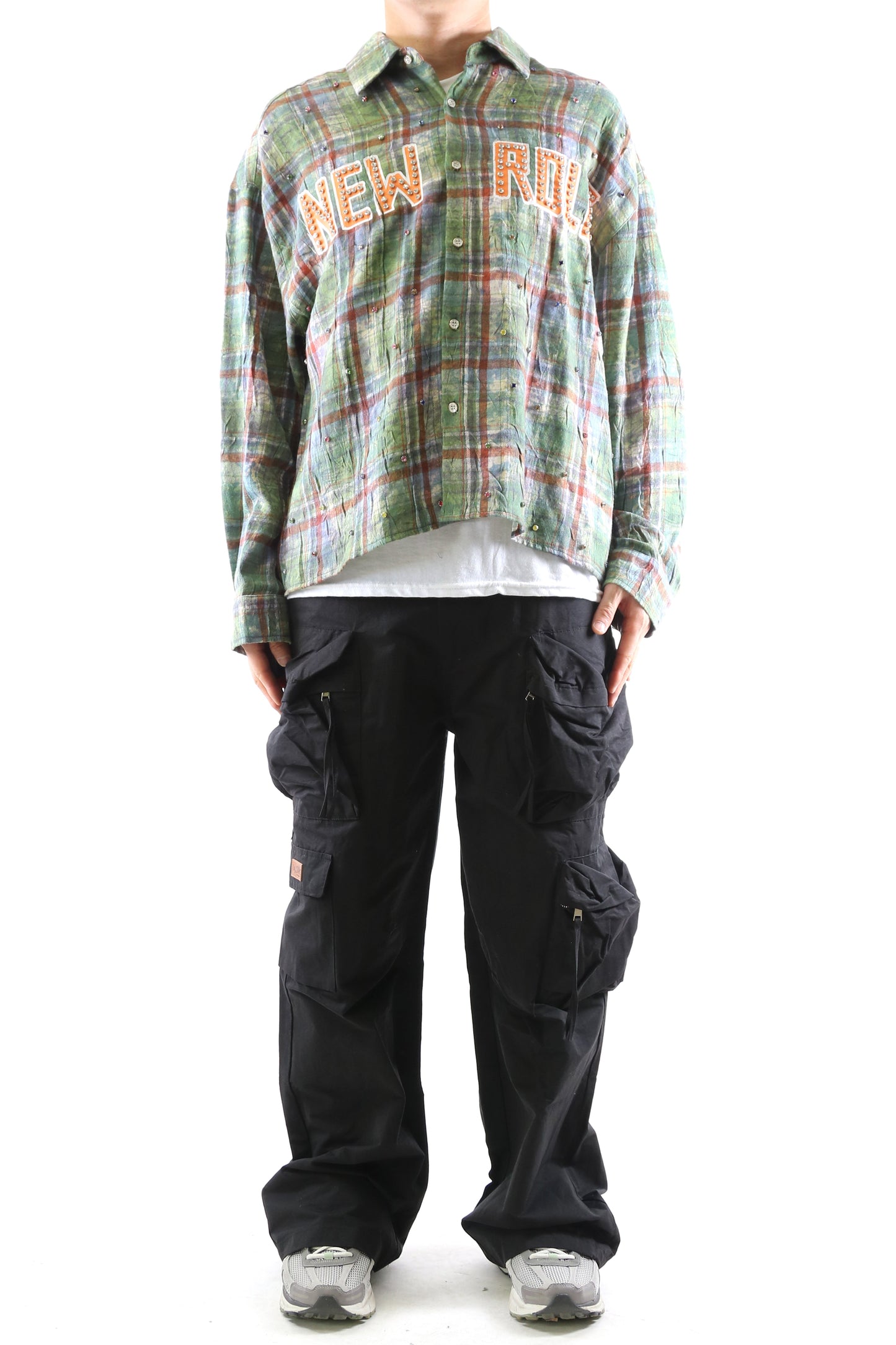 Long Sleeve Washed Flannel Crop Top Button Down Shirt