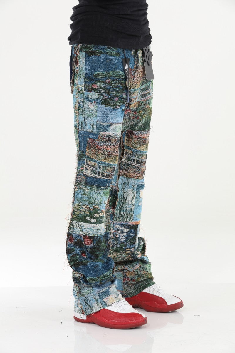 Painting Tapestry Stacked Flare Jeans