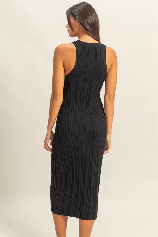 Round Neck Bodycon Ribbed Knit Dress.