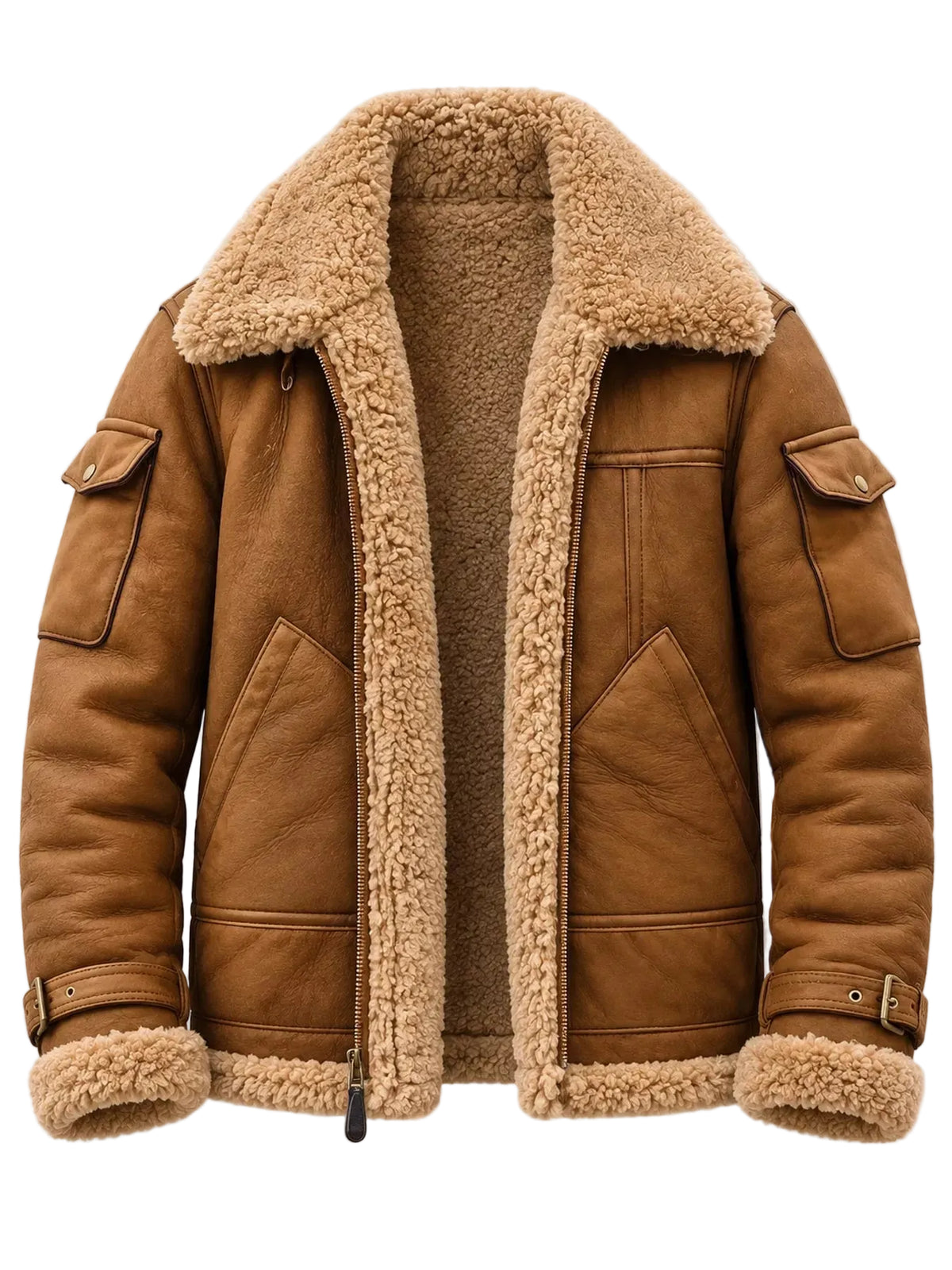 Men's vintage shearling-lined zip jacket product view | KRIFFA