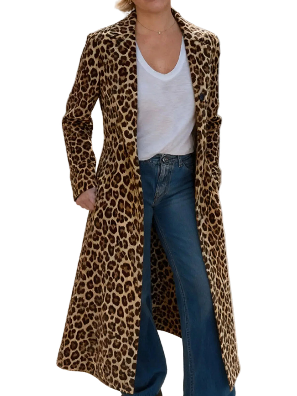 Leopard Print Longline Trench Coat
