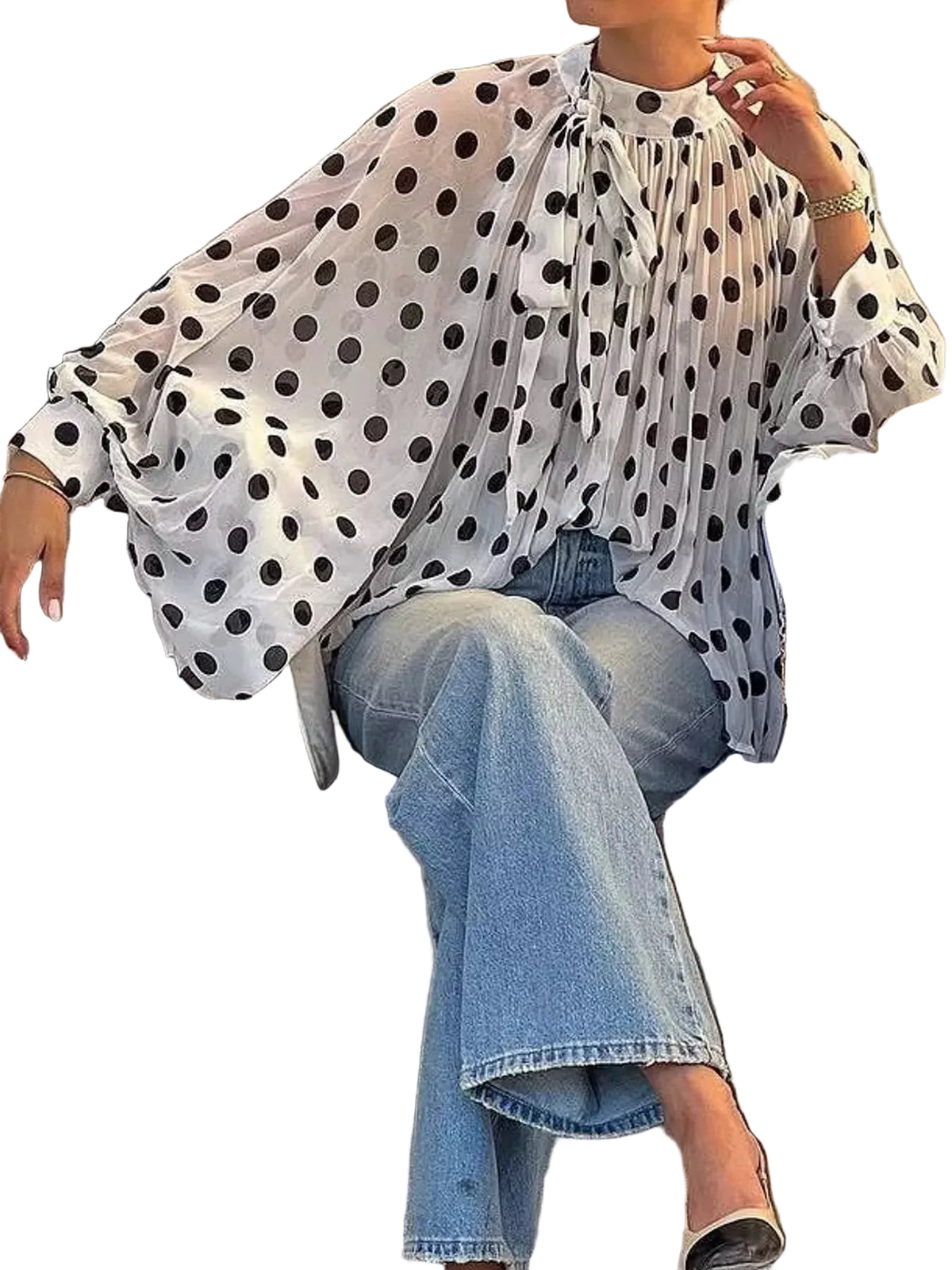 Polka Dot Long Sleeve Blouse