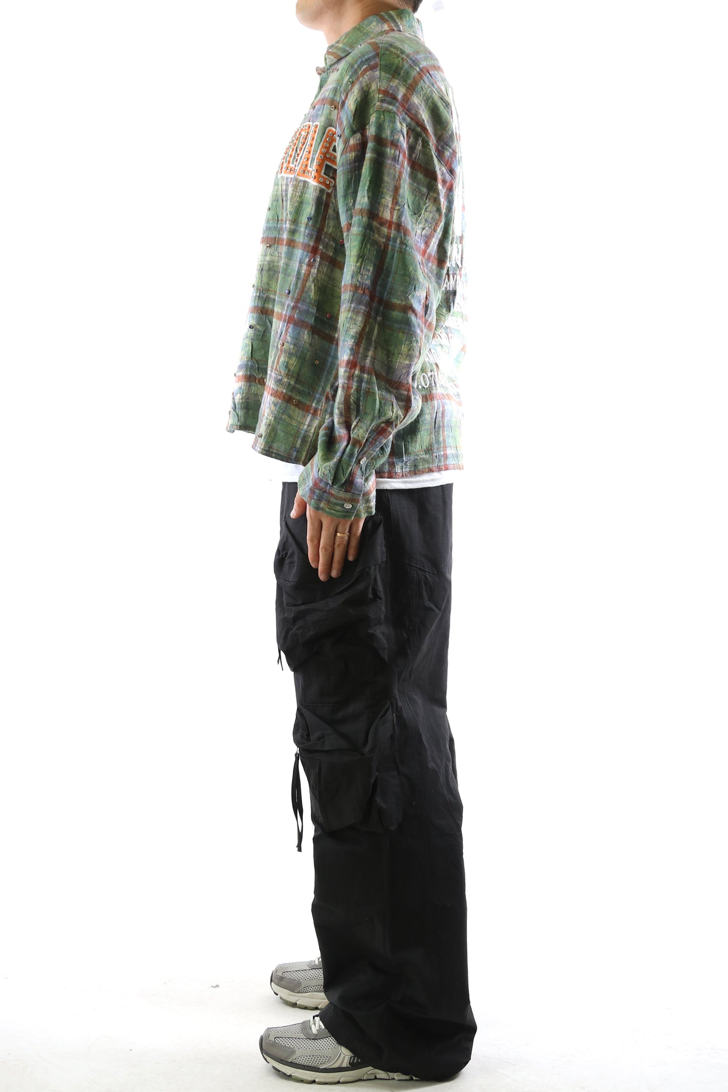 Long Sleeve Washed Flannel Crop Top Button Down Shirt