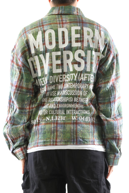 Long Sleeve Washed Flannel Crop Top Button Down Shirt