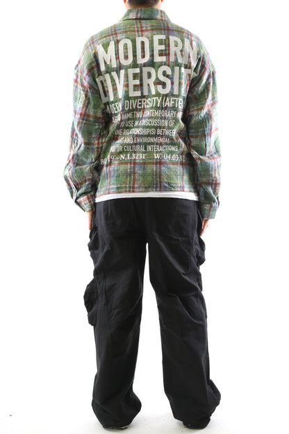Long Sleeve Washed Flannel Crop Top Button Down Shirt