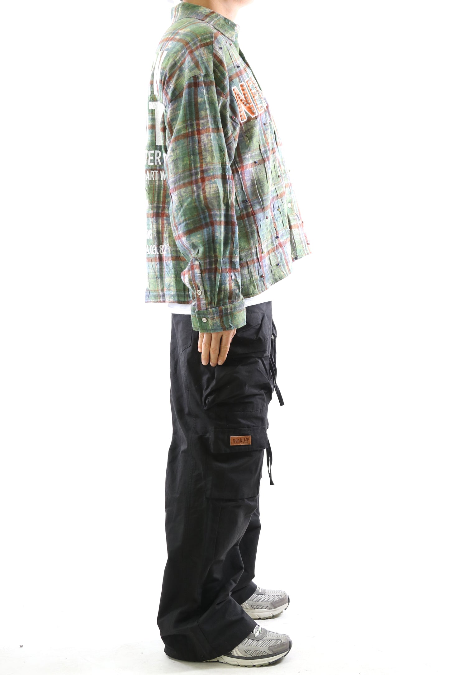 Long Sleeve Washed Flannel Crop Top Button Down Shirt
