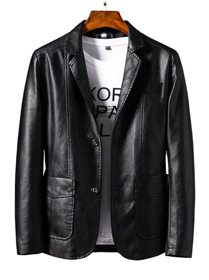 Faux Leather Slim-Fit Blazer