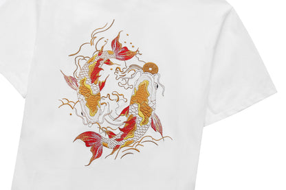 Golden Koi Fish Embroidery Tee