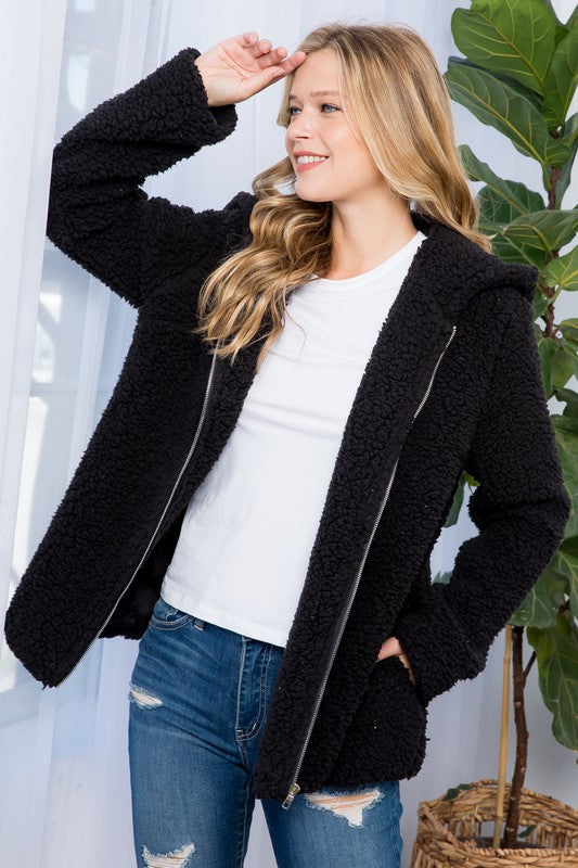 Sherpa Fur Hoodie Jacket