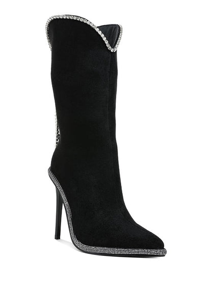 Ashipa Diamante Chain Detail Calf Boots