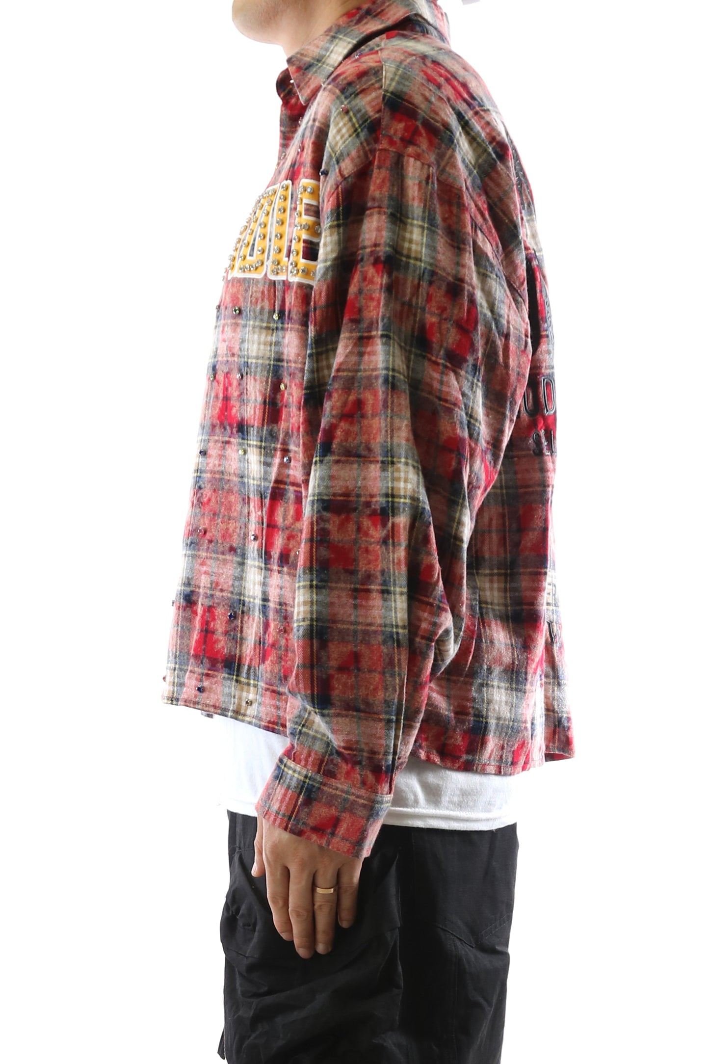 Long Sleeve Washed Flannel Crop Top Button Down Shirt