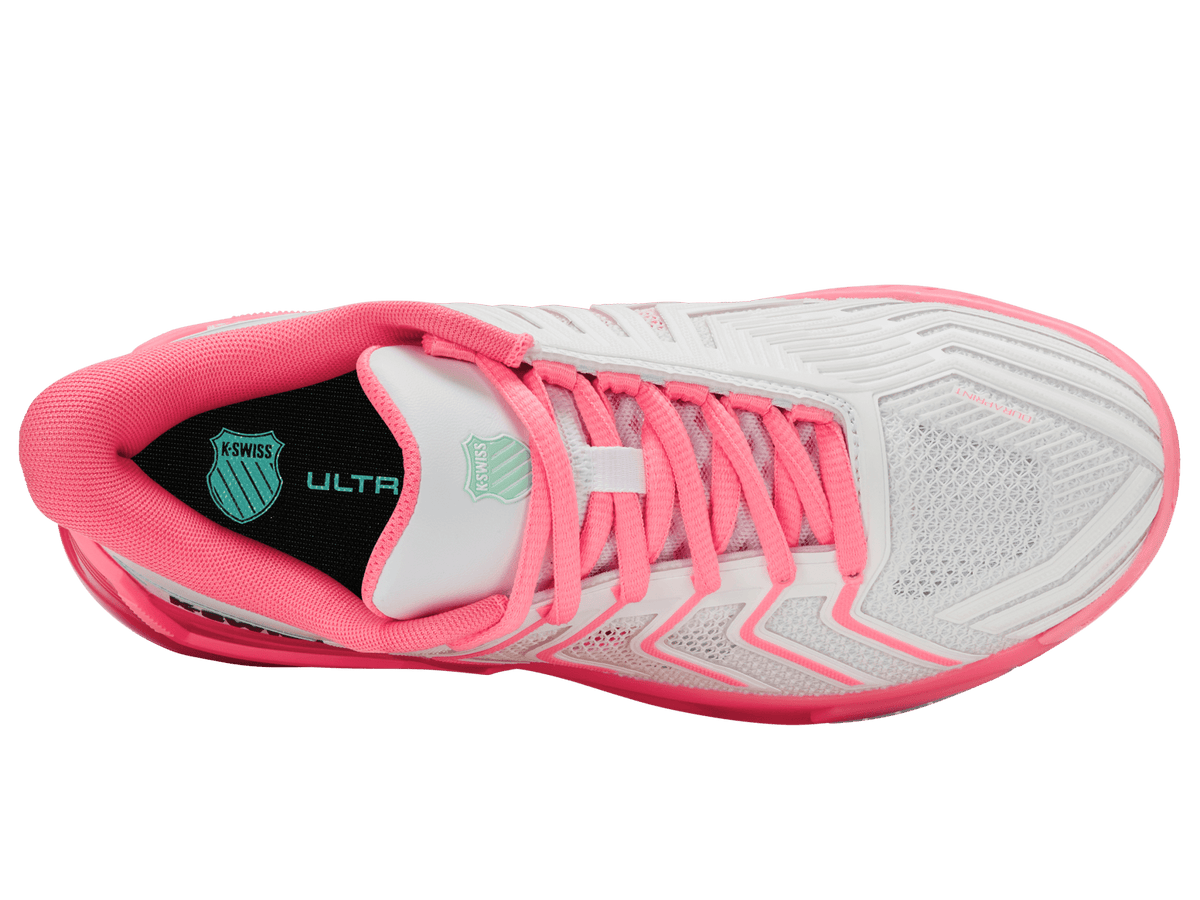 K-Swiss Women's Ultrashot 4 Court Shoes – White/Neon Pastel Pink/Hot Neon Pink