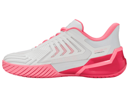 K-Swiss Women's Ultrashot 4 Court Shoes – White/Neon Pastel Pink/Hot Neon Pink