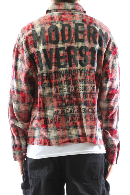 Long Sleeve Washed Flannel Crop Top Button Down Shirt