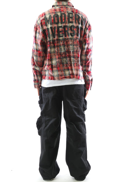 Long Sleeve Washed Flannel Crop Top Button Down Shirt