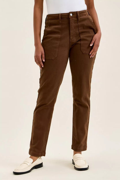 High Waist Aurora Weekender Jeans with Knee Darts C Mahogany