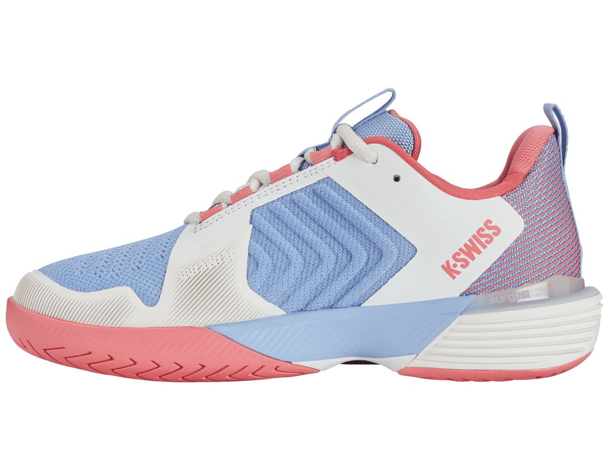 K-Swiss Women's Ultrashot 3 Court Shoes – Bright White/Open Air/Strawberry Ice