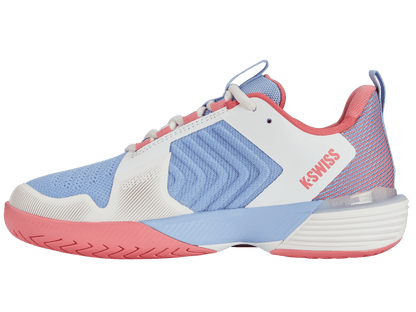 K-Swiss Women's Ultrashot 3 Court Shoes – Bright White/Open Air/Strawberry Ice