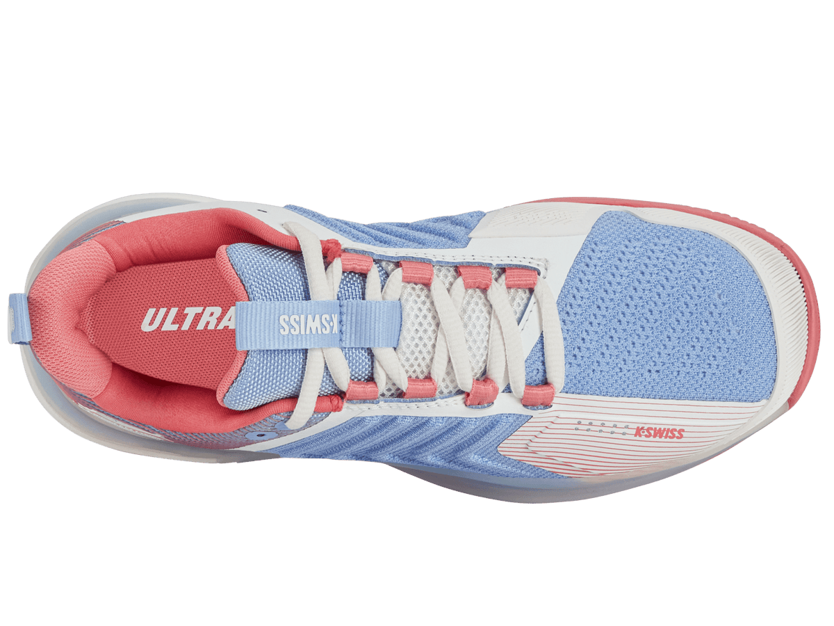 K-Swiss Women's Ultrashot 3 Court Shoes – Bright White/Open Air/Strawberry Ice