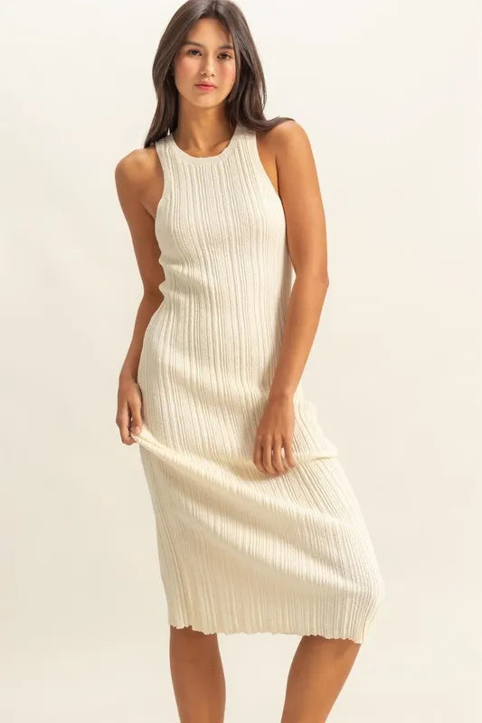 Round Neck Bodycon Ribbed Knit Dress.