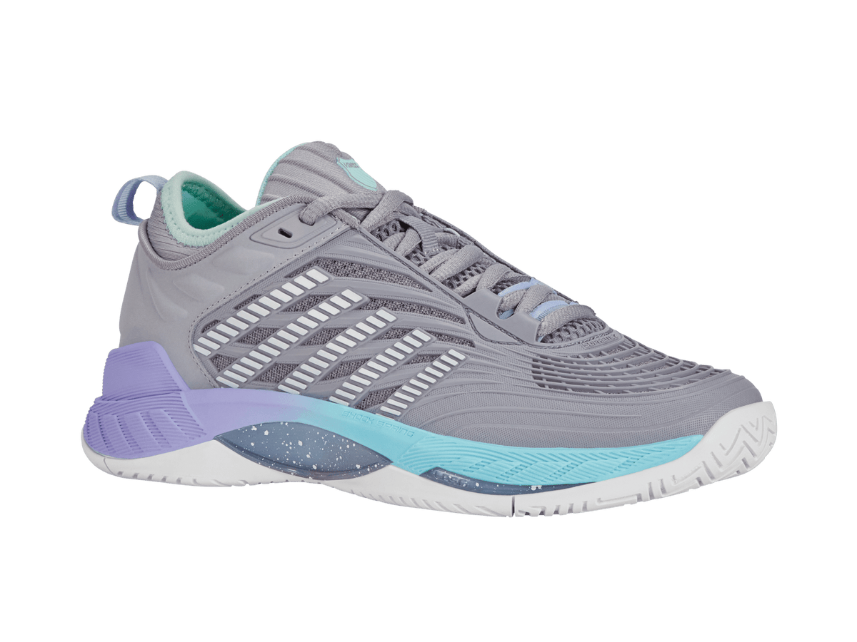 K-Swiss Women's Hypercourt Supreme 2 Court Shoes – Lilac Gray/Nimbus Cloud/Neon Purple