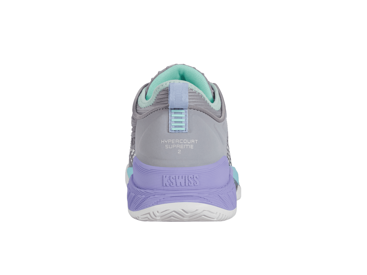 K-Swiss Women's Hypercourt Supreme 2 Court Shoes – Lilac Gray/Nimbus Cloud/Neon Purple