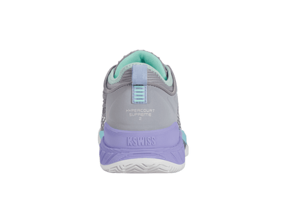 K-Swiss Women's Hypercourt Supreme 2 Court Shoes – Lilac Gray/Nimbus Cloud/Neon Purple